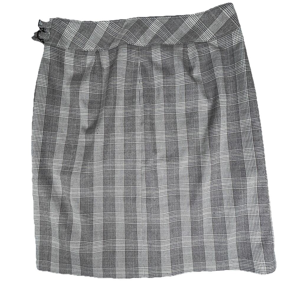 Ann Taylor plaid career pencil skirt w/buckles back pleat Womens Sz 10